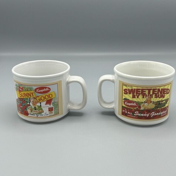 Pair of Campbells Advertising Ceramic Soup Chili Mug 2005 Houston Harvest 16 Oz - Picture 3 of 9